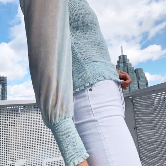 Beautiful Wilfred Women's Blue and Green Blouse - Picture 2 of 8